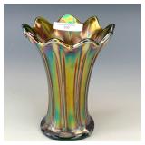 Northwood Green Thin Rid Squatty Vase