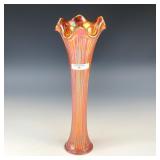 Fenton Vaseline Fine Rib Mid-Size Vase