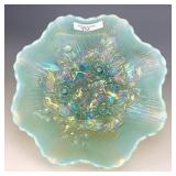 Northwood Aqua Opal Poppy Show Bowl