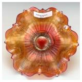 Fenton Reverse Amberina Stippled Rays Bowl