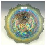 Fenton Blue Two Flowers Centerpiece Bowl