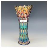 Millersburg Blue Swirled Hobnail Vase