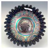 Fenton Blue Feathered Serpent Bowl