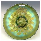 Millersburg Green Peacock & Urn Master Berry Bowl