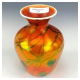 Imperial Orange Freehand Heart & Vines Vase