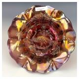Millersburg Amethyst Peacock Mystery Bowl