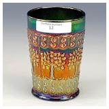 Fenton Blue Orange Tree Scroll Tumbler