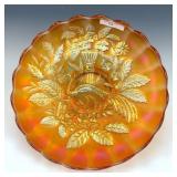 Northwood Marigold Peacock & Urn Master Berry Bowl
