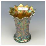 Northwood Green Leaf Columns Squatty Vase