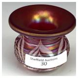 Crider Red Art Glass Toothpick Holder