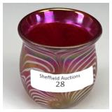Crider Red Art Glass Toothpick Holder