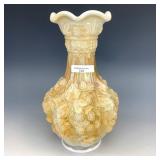 IG Smoke on Milk Glass Loganberry Vase