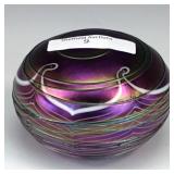 Crider Purple Art Glass Paperweight