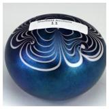 Crider Blue Art Glass Paperweight