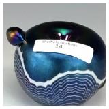Crider Blue Apple with Worm Paperweight