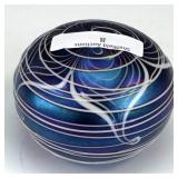Crider Blue Art Glass Paperweight