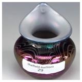 Crider Amethyst Overlay Art Glass Toothpick Holder