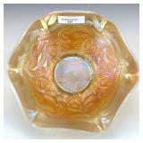 Fenton Aqua Opal Marigold Heart & Vine Bowl