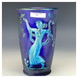 Fenton Favrene Cobalt Blue Seasons Vase