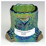 Crider Green Owl & Stump Toothpick Holder
