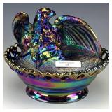Levay Black Amethyst Eagle on Nest Covered Dish