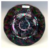 Fenton Amethyst Peacock Tail Chop Plate