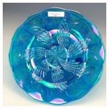 Fenton Sapphire Peacock Tail Chop Plate