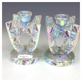 Czech White Winged Candleholder Set