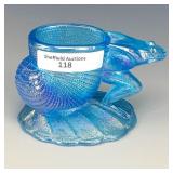 Crider Celeste Blue Frog & Shell Toothpick Holder