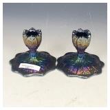 LIG Purple Acanthus Leaf Candleholder Set