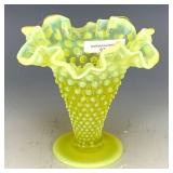 Fenton Topaz Opal Hobnail Trumpet Vase