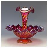 Fenton Red Fans Epergne