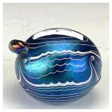 Crider Blue Round with Worm Paperweight