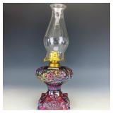 Fenton Red Poppy Show Oil Lamp