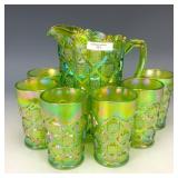 Westmoreland Apple Green Checkerboard Water Set