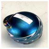 Crider Blue Round with Worm Paperweight