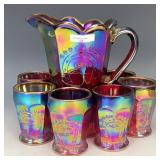 Fenton Amberina Good Luck HOACGA Water Set