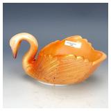 IG Marigold on Milk Glass Swan Bowl