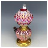 Fenton Cranberry Opal Coin Dot Electric Lamp