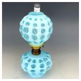 Fenton Blue Opal Beaded Melon Oil Lamp