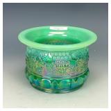 Fenton Lime Green Opal Grape & Cable Spittoon