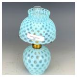 Fenton Ice Blue Opal Coin Dot Oil Lamp