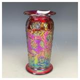 Fenton Red Peacock Garden Vase
