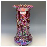 Fenton Red Heavy Iris Vase