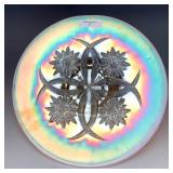 Dugan Peach Opal Four Flowers Chop Plate