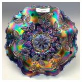 Fenton Blue Opal Holly Bowl