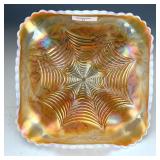 Dugan Peach Opal Heavy Web Centerpiece Bowl