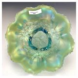 Northwood Aqua Opal Three Fruit Medallion Bowl