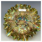 Millersburg Green Peacock & Urn Bowl