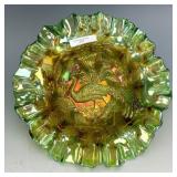 Millersburg Green Peacock & Urn Bowl